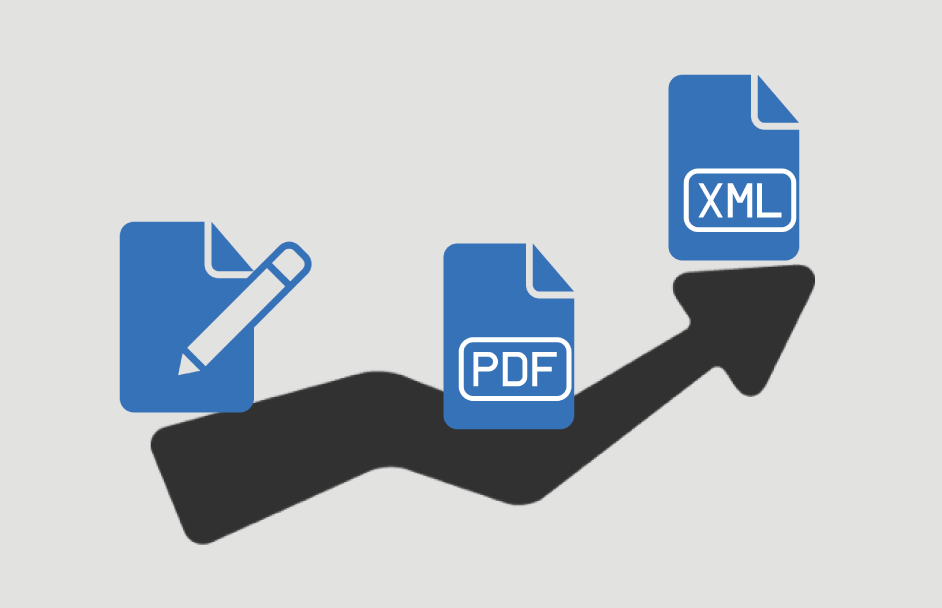 pdf en xml iconen met pijl