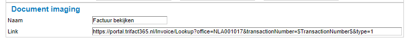 Document imaging instelling voor terugvinden factuur geboekt vanuit TrIFact365 in Twinfield