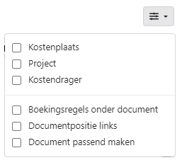 Kostenplaats
Project
Kostendrager
Boekinsregels onder document
Documentpositie links
Document passend maken
