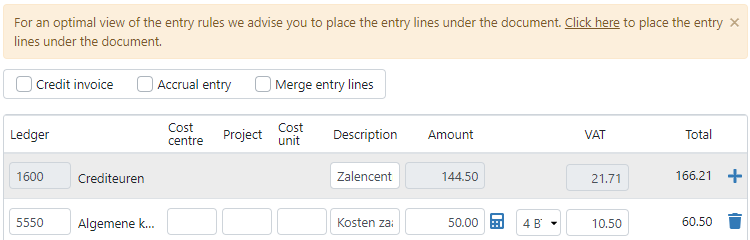 Display options: Multiple-entry-lines