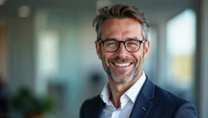Een man lacht in de camera vanwege het Facturen converteren naar UBL: waarom en hoe?