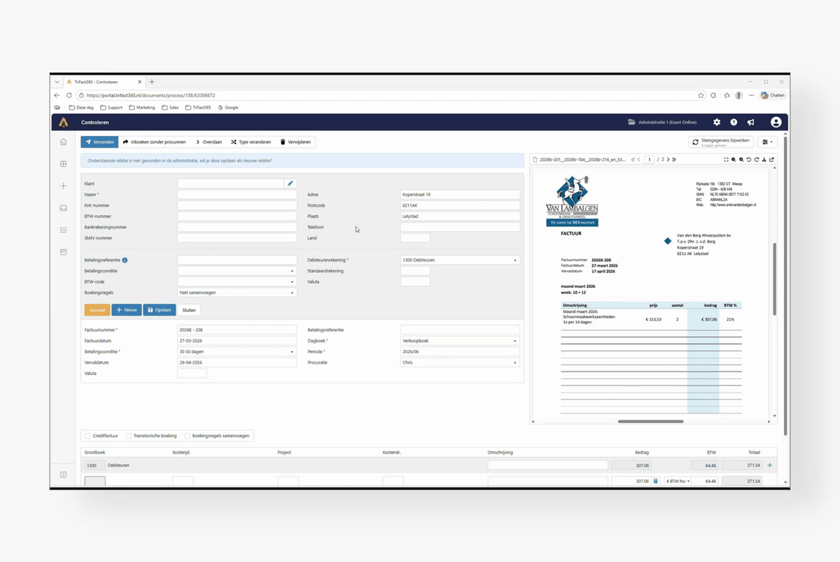 Vernieuwd, sneltoetsen: Werk sneller in TriFact365