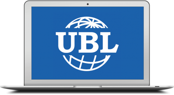 laptop with ubl logo for complete invoice processing with Twinfield