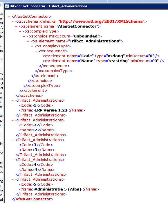 AFAS XML resultaat