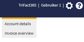 TriFact365 owner menu with account details and invoice overview